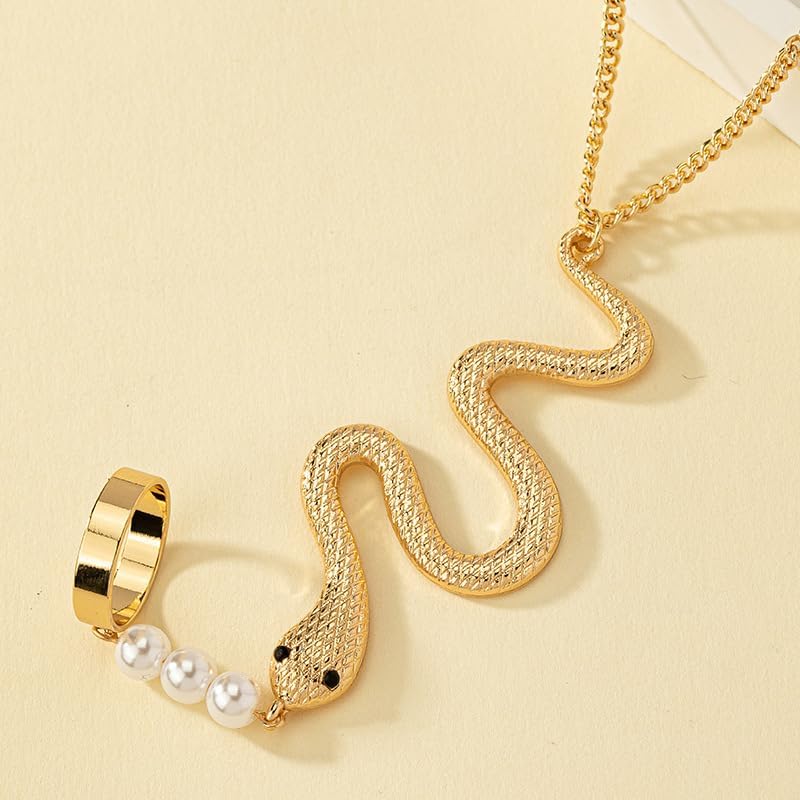 CSIYANJRY99 Snake Hand Chain Bracelet Snake Chain Finger Ring Bracelet Slave Chain Hand Harness Bracelet Snake Pearl Friendship Bracelet Jewelry Accessories - Image 4